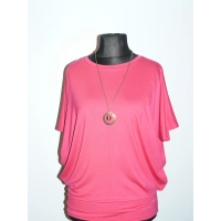 Bluzka Sonia w luźnym stylu oversize krótki rękaw - różowa